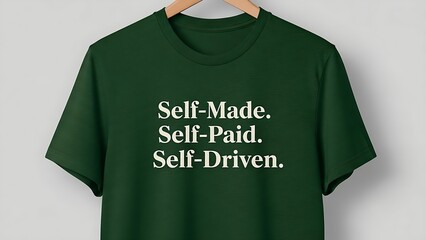Dark green motivational t-shirt with empowering self-made message