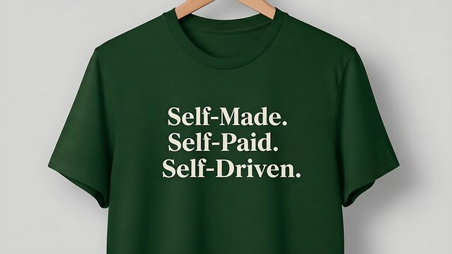 Dark green motivational t-shirt with empowering self-made message - Powered by Adobe