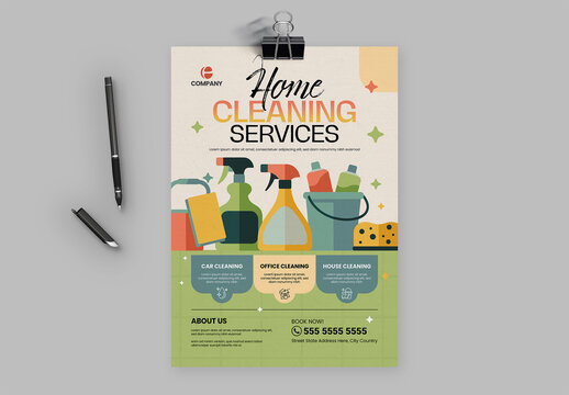 Home Cleaning Services Promotional Flyer Template