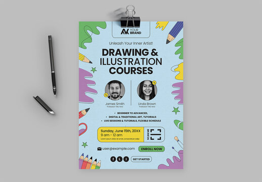 Learn Draw Online Courses Flyer