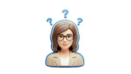 Woman with Question Marks - Thinking Concept