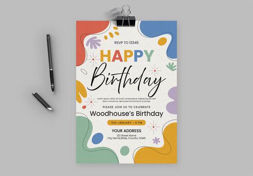 Vibrant Birthday Event Flyer Design