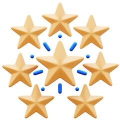 3D Illustration of Gold Stars Arrangement. Star rating, customer feedback, quality, success, achievement, award, best choice, favorite, ranking, excellent.