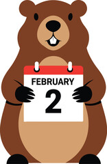 Groundhog holding calendar for February 2nd