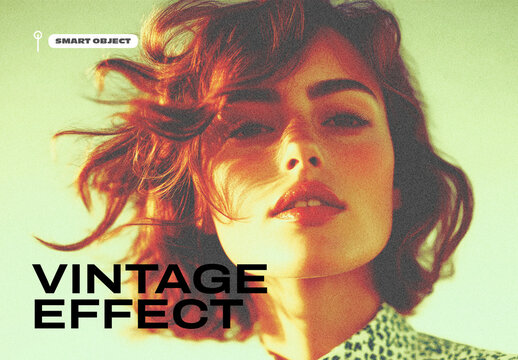Warm Vintage Photo Effect Template with Grainy Texture and Retro Cinematic Portrait Style