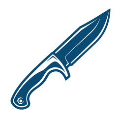 Obraz premium Vector illustration of a blue hunting knife isolated on a white background with outlined details