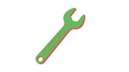 Green Wrench Tool Illustration Repair Maintenance and Construction Concept.