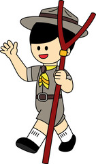 Obraz premium thai boy scout is walking