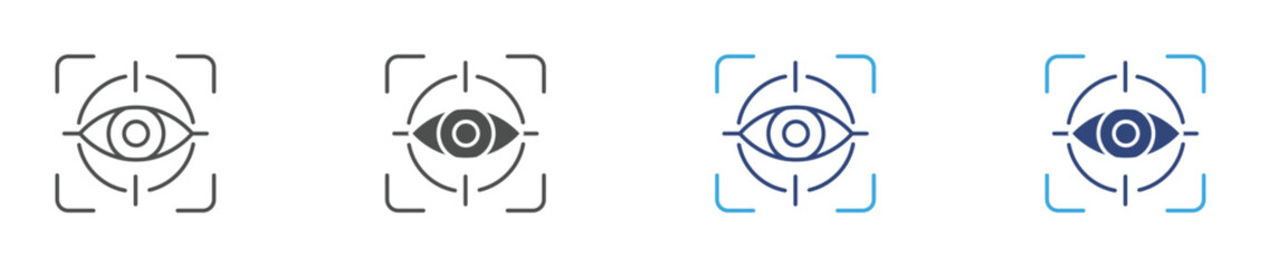 Eye Scan Icons Set, Retina Recognition and Identity Verification Symbols, Biometric Security Concept, Vector Illustration