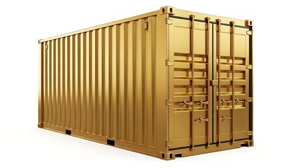 Golden shipping container isolated on a white background