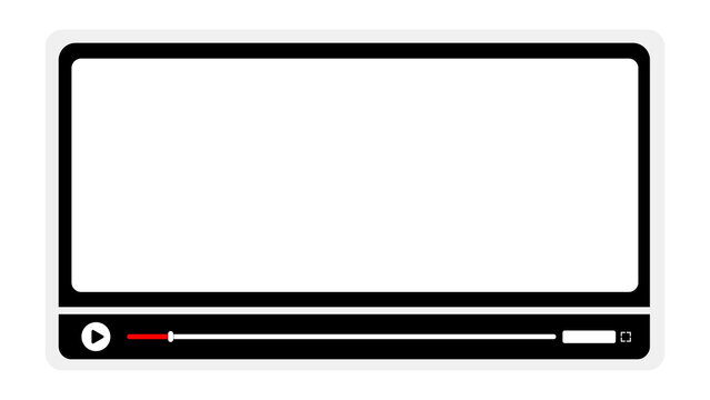 Simple blank video player interface with play button and progress bar isolated on transparent background