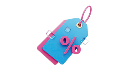 Discount Tag with Percentage Symbol on White Background