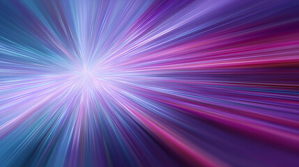 Lightspeed background with neon light trails and glowing lines. vector illustration of a fast motion blur effect in blue, purple, and pink colors for digital technology design.