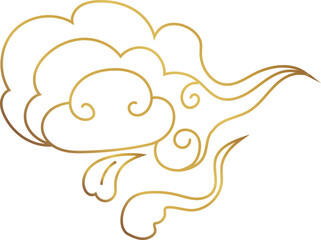 Curved Cloud Line Illustration for Chinese Festival and Cloud Decoration Design