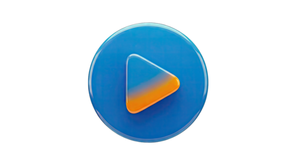 Play Button Icon on Blue Circle Isolated