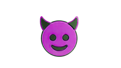 Purple Devil Emoji with Green Horns