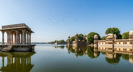 Fototapeta premium Gadi Sagar (Gadisar), Jaisalmer, Rajasthan, India, Asia