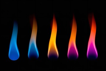 A vibrant display of colorful flames against a dark background