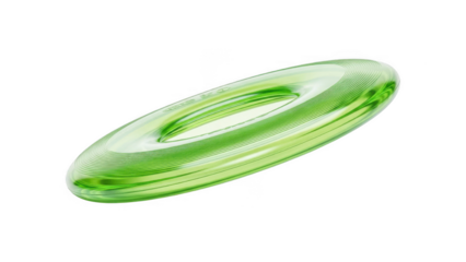 Vibrant green glass plate with etched design on transparent background