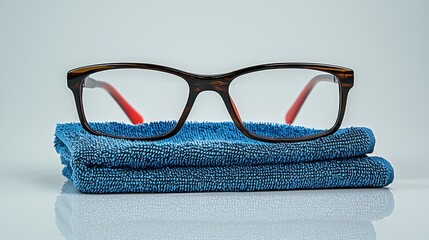 Stylish Eyeglasses on Soft Microfiber Cloth for Cleaning and Care, Ideal for Eye Health and Fashion Accessories