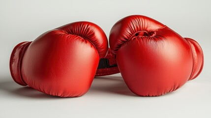 Vibrant Red Boxing Gloves Isolated on a Light Background for Sports and Fitness Themes