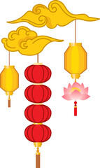 Lantern and Plum Blossom Illustration for Chinese New Year and Festival Decoration