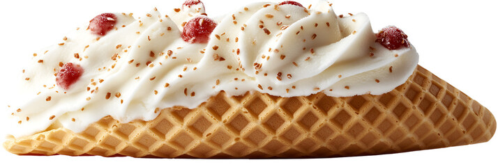 Sweet dessert treat with fluffy topping on waffle base