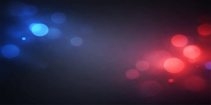 Police lights shining in the dark with blue and red colors