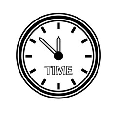 Minimalist White Outline Analog Clock Icon with Time Text on Black Background