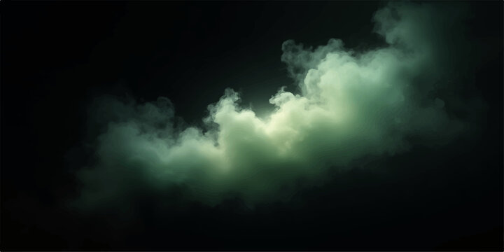 Glowing green cloud formation in dark space with stars