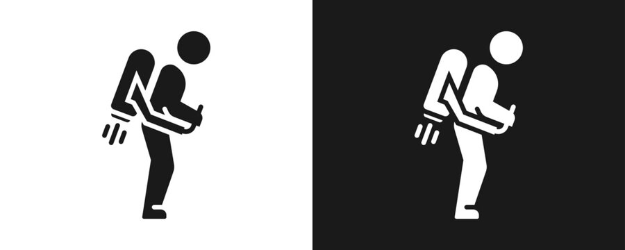 Jetpack Icon Set Glyph In White And Black Background