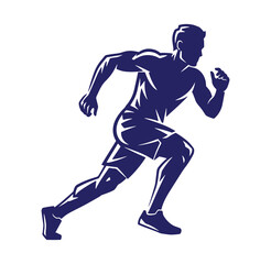 Naklejka premium Silhouette of a runner in action depicting speed and endurance on a white background
