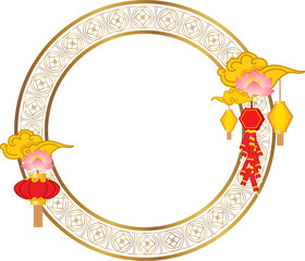 Round Chinese Decorative Frame Illustration for Chinese New Year and Festival Design