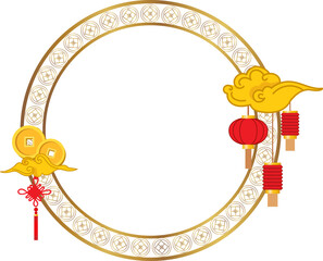 Chinese Ornament Circular Border Illustration for Chinese New Year and Festival Design