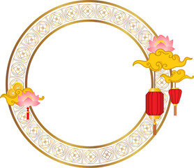 Traditional Circular Festival Frame Illustration for Chinese New Year and Festival Design