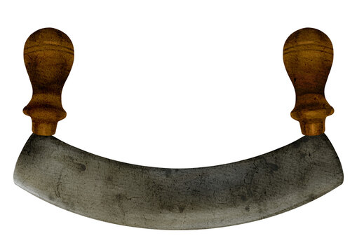 Ulu knife with wooden handles illustration