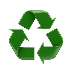 3d recycling symbol icon. glossy 3d green recycling symbol icon isolated on transparent background for environmental concepts