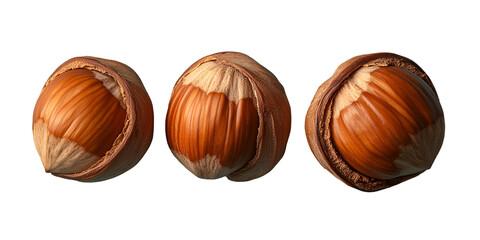 Three brown round objects on transparent background