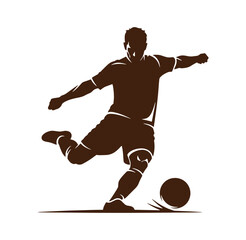 Naklejka premium Soccer player silhouette kicking ball action graphic sport illustration isolated on white background