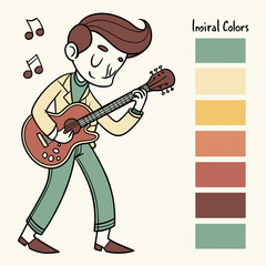 Man Playing Acoustic Guitar with Music Notes