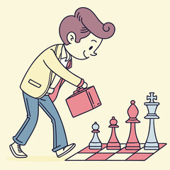 Man playing chess with briefcase