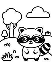 Obraz premium Adorable raccoon in natural setting isolated on white background, Vector, illustration