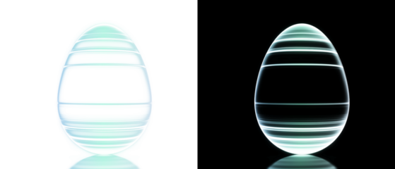 Neon background with glowing lines in the shape of an Easter egg on a PNG background.