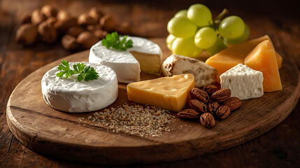 camembert cheese with grapes