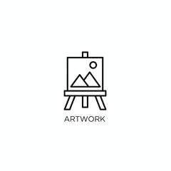Simple artwork icon on an easel representing creativity and artistry in a minimalist style
