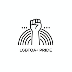 Raised Fist Icon Symbolizing Pride and Solidarity in a Simple Line Art Illustration