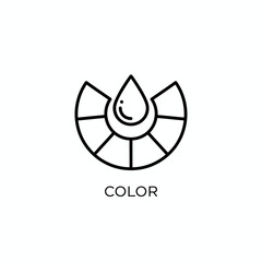 Simple line icon representing color palette with a droplet in the center