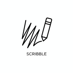 A simple icon of a pencil scribbling on paper from a straightforward viewpoint