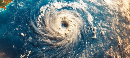 Aerial View of a Powerful Hurricane Causing Destruction Over the Ocean, Captured in Detail