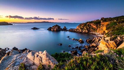 Coastal Serenity - A Tranquil Sunset Over the Sardinian Coastline.